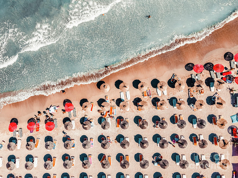 People On Beach, Aerial Beach Photography, Sea Beach, Ocean Wall Art Print, Summer Vibes Art Print Photograph