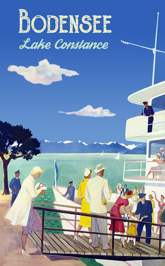Travel Poster Digital Art - People on Bodensee Lake by Long Shot