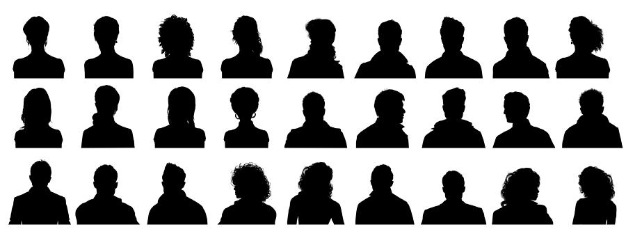 People Profile Silhouettes Drawing by Vectorig