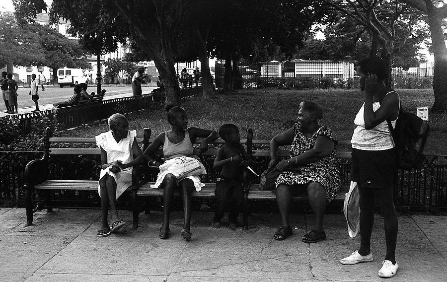 Architecture Photograph - People sitting on a park bench in Havana by RicardMN Photography