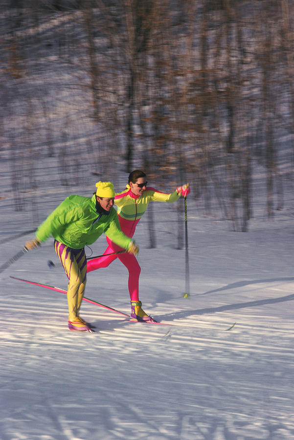 People skiing Photograph by Comstock Images
