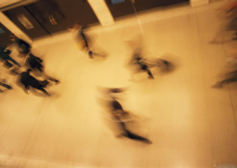 People walking, high angle view, blurred Photograph by Frederic Cirou