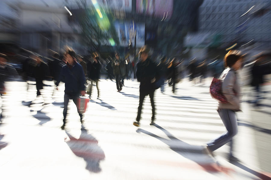 People Walking on a Zebra Crossing, Shibuya, Tokyo, Japan Photograph by Jeremy Maude
