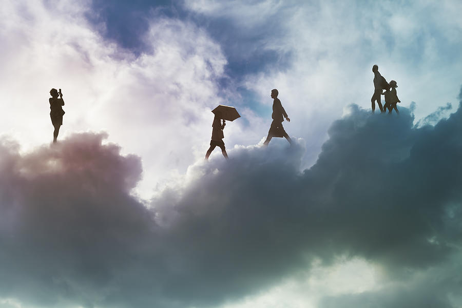 People walking on the cloud Photograph by Hiroshi Watanabe
