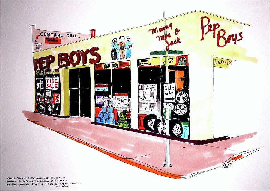 Pep Boys Drawing by William Renzulli