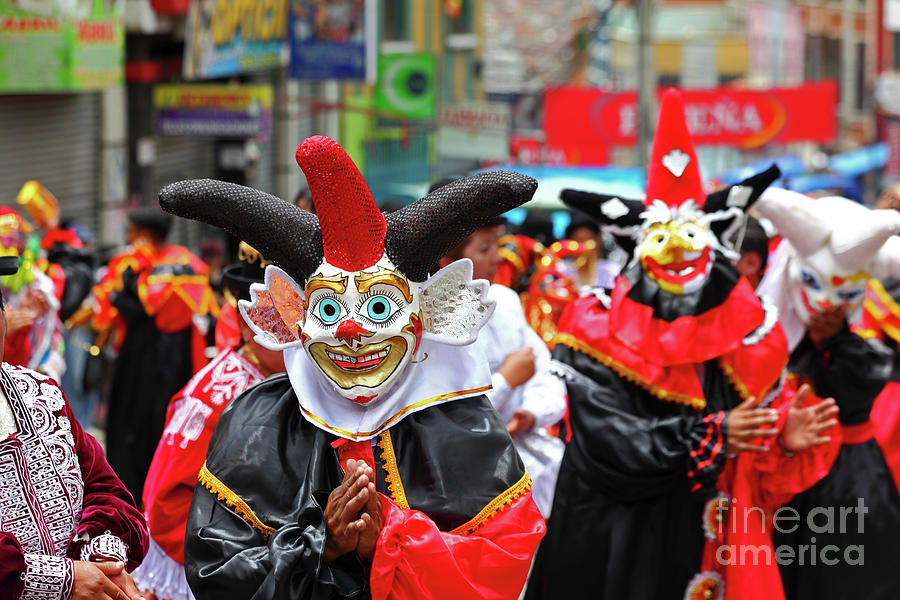 Pepinos dancing at La Paz Carnival Bolivia Photograph by James Brunker