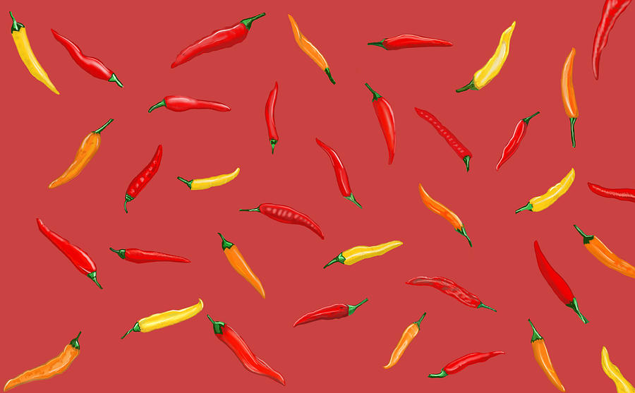 Peppers and Salsa Mixed Media by Judy Cuddehe