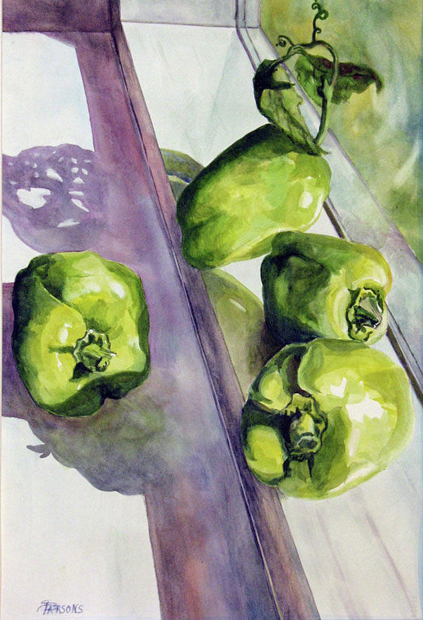 Peppers On the Windowsill Painting by Sheila Parsons