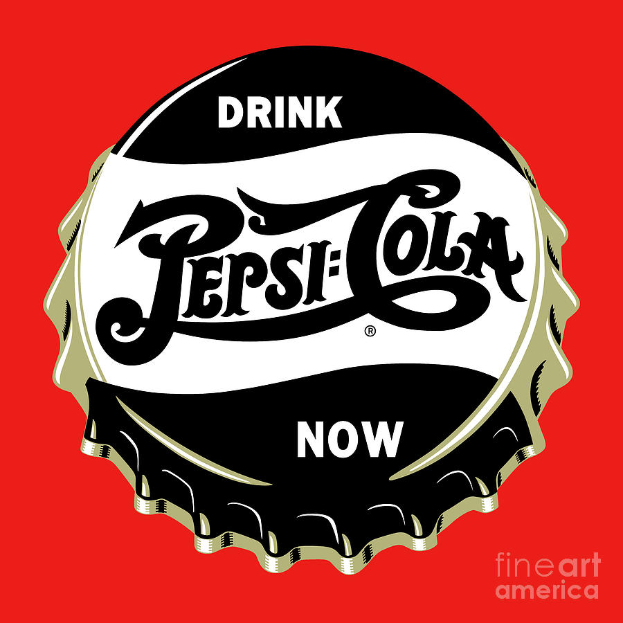 Pepsi Cola 1940s Bottle Caps blackRED Digital Art by Bobbi Freelance ...