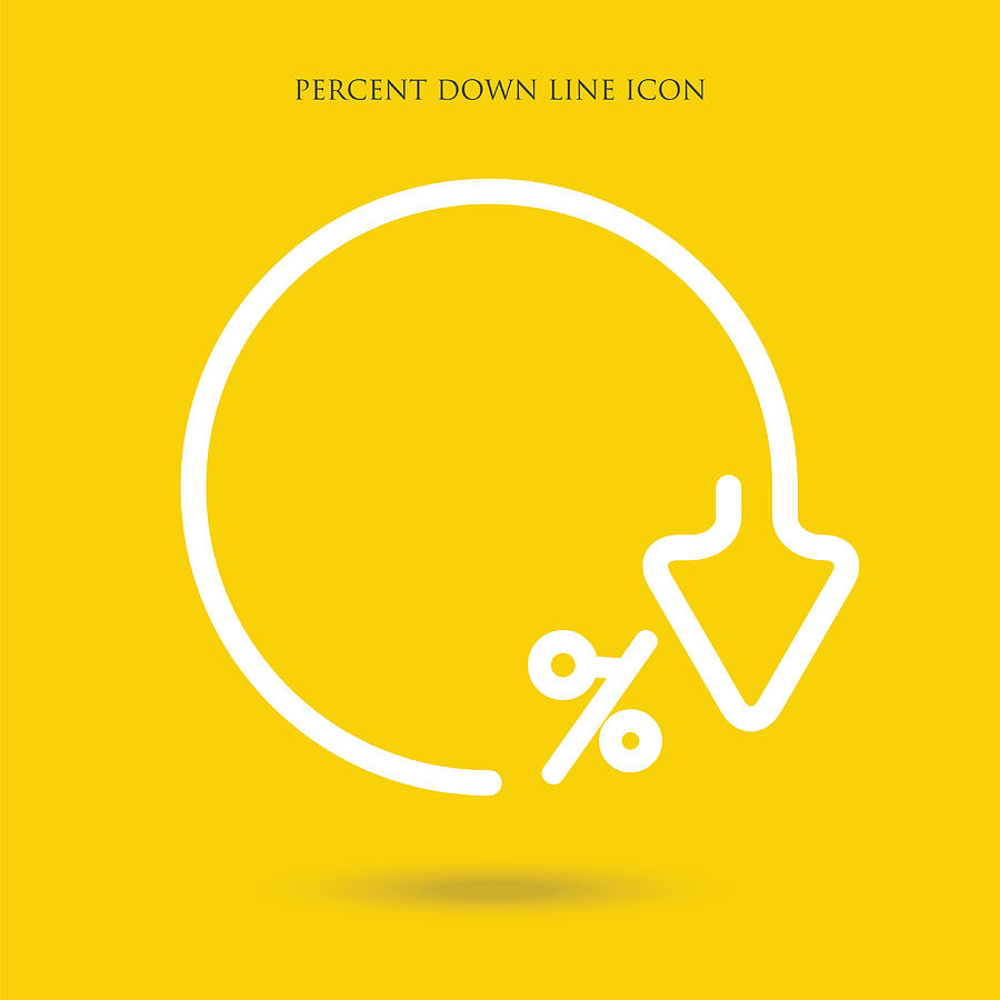 Percent down line icon isolated on white background. Vector illustration. Drawing by KaanC