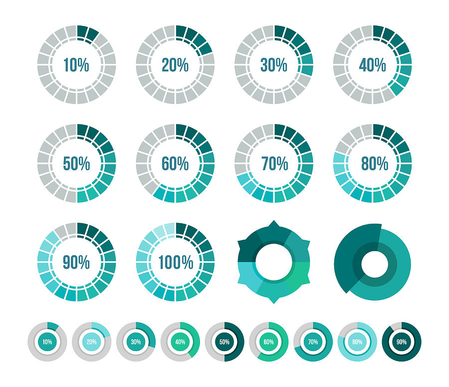 Percentage Loading Circles Drawing by Artvea