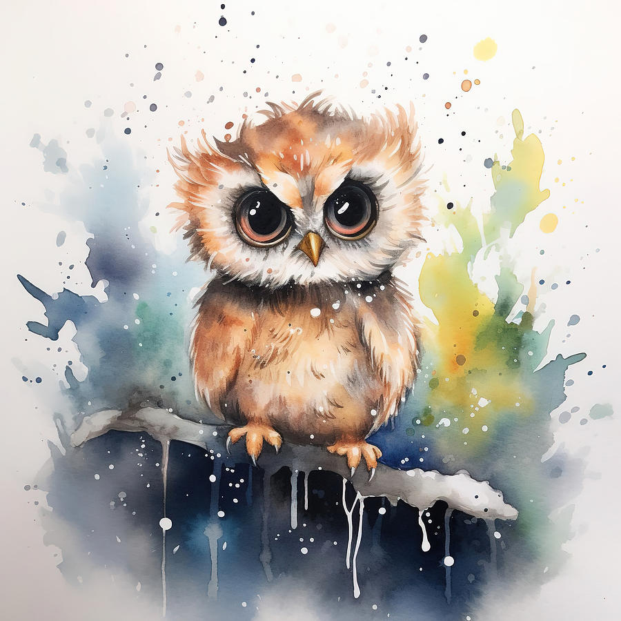 Perched Baby Owl Digital Art by Athena Mckinzie