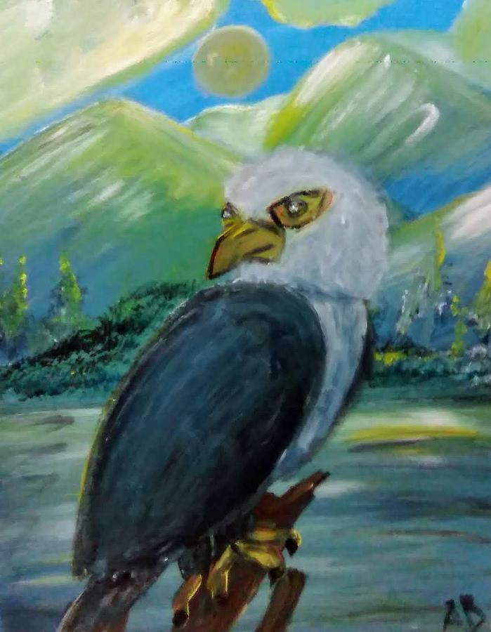 Perched Bald Eagle Painting