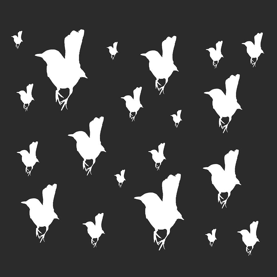 Perched Bird - White on Black Digital Art by Jason Fink