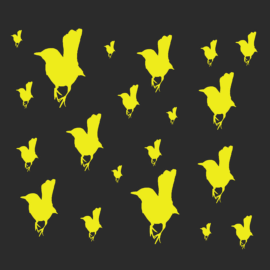 Perched Bird - Yellow on Black Digital Art by Jason Fink