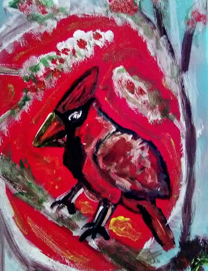 Perched Cardinal Painting