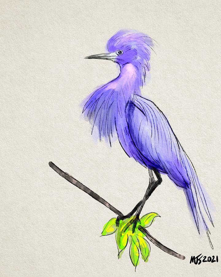Perched Heron Digital Art by Michael Kallstrom