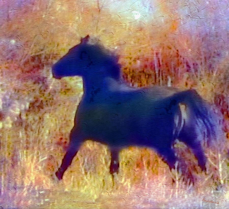 Percheron Thunder in the Pasture I Mixed Media by Anastasia Savage Ealy