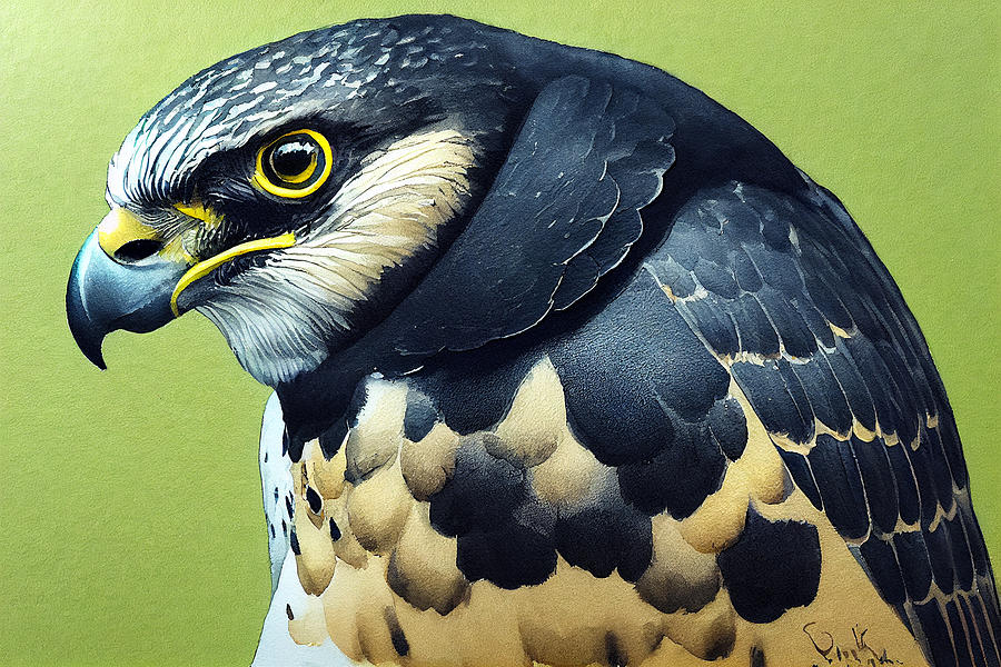 Peregrine  Falcon  Watercolor  6455630ded26c  043b67  645adc  Abef  B96acc0ac3043645563 By Asar Stud Painting