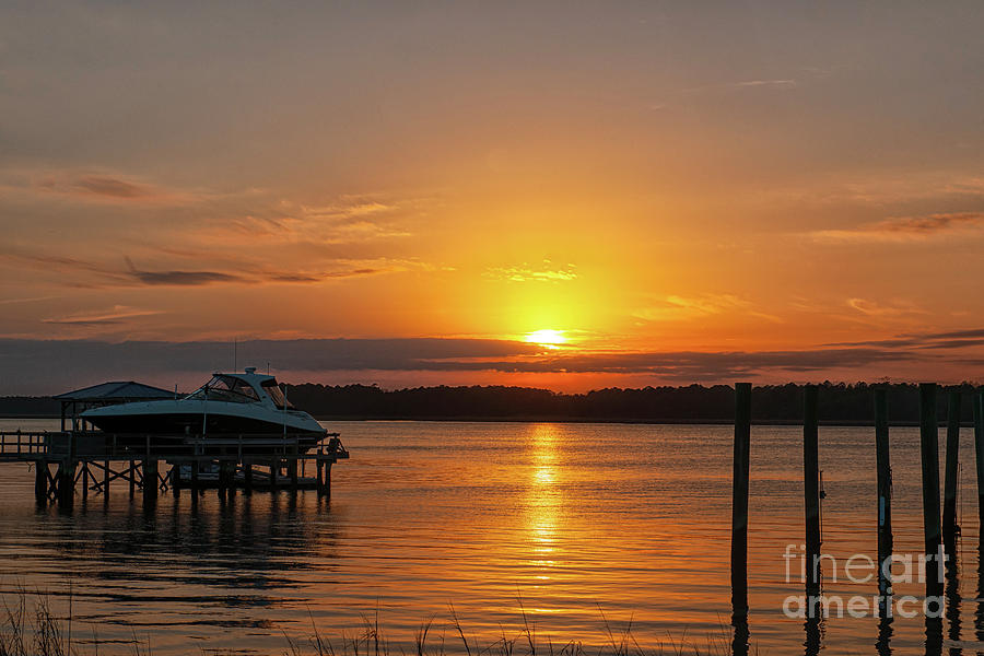 Sunset Photograph - Perfect End of the Day - Wando River Sunset - Rivertowne on the Wando by Dale Powell