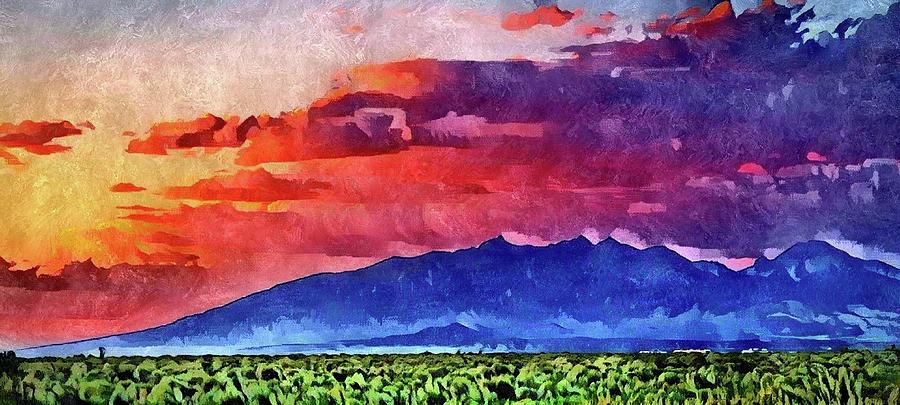 Perfect Mountain Sunset  Painting by Ally White
