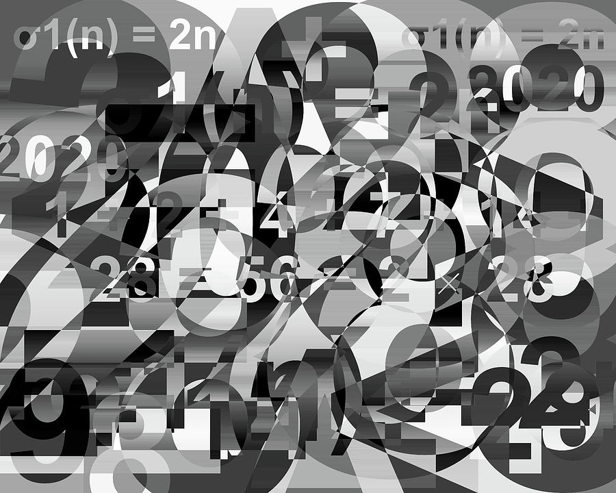 Perfect Number Theory Abstraction Black And White Version 2 Photograph
