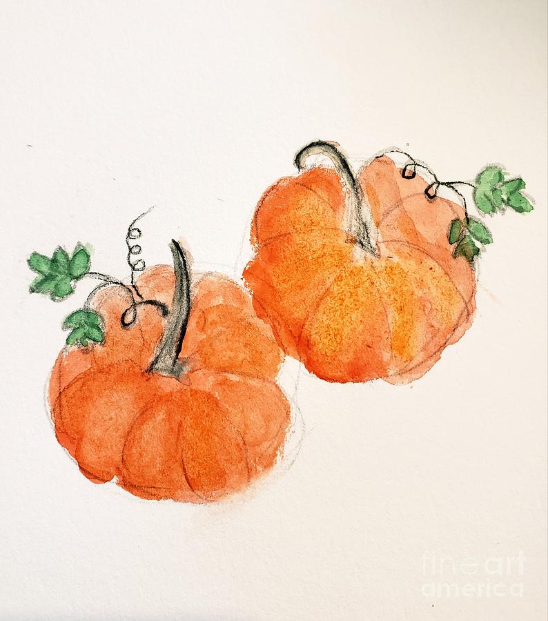 Perfect Pair of Pumpkins Painting by Margaret Welsh Willowsilk