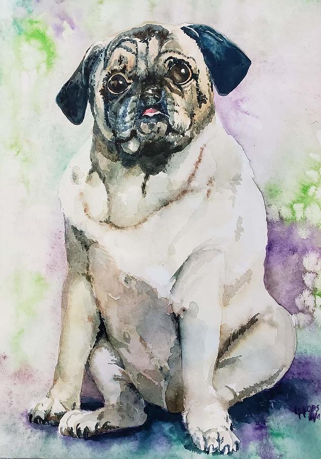 Perfect Pug Painting by Leslie Hoops-Wallace