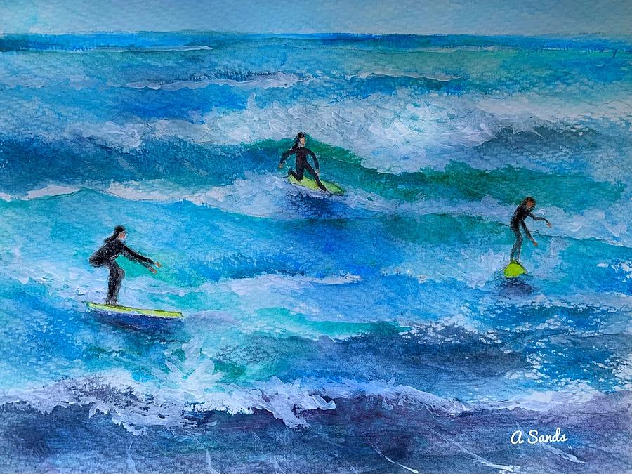 Perfect Surfing Day Painting by Anne Sands