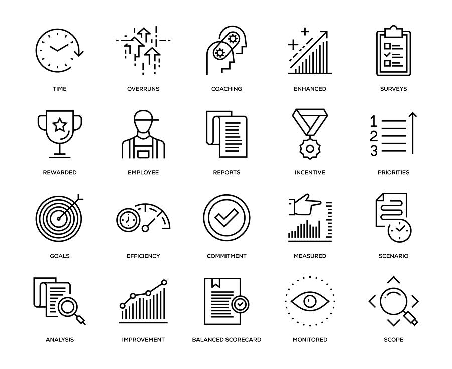 Performance Management Icon Set Drawing by Enis Aksoy