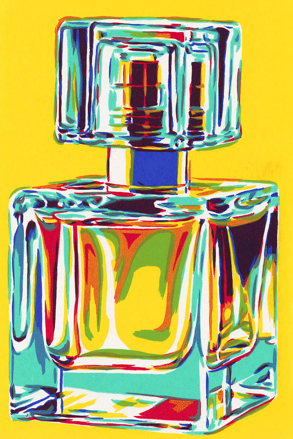 Perfume bottle painting, fashion painting, colorful pop art perfume art