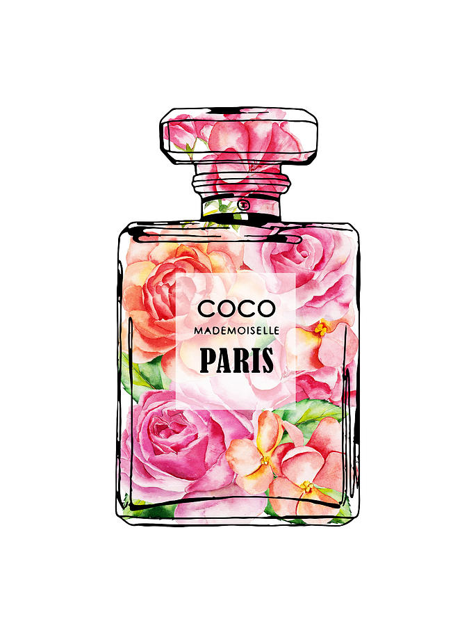 Perfume bottle with watercolor roses inside Digital Art by Mihaela ...
