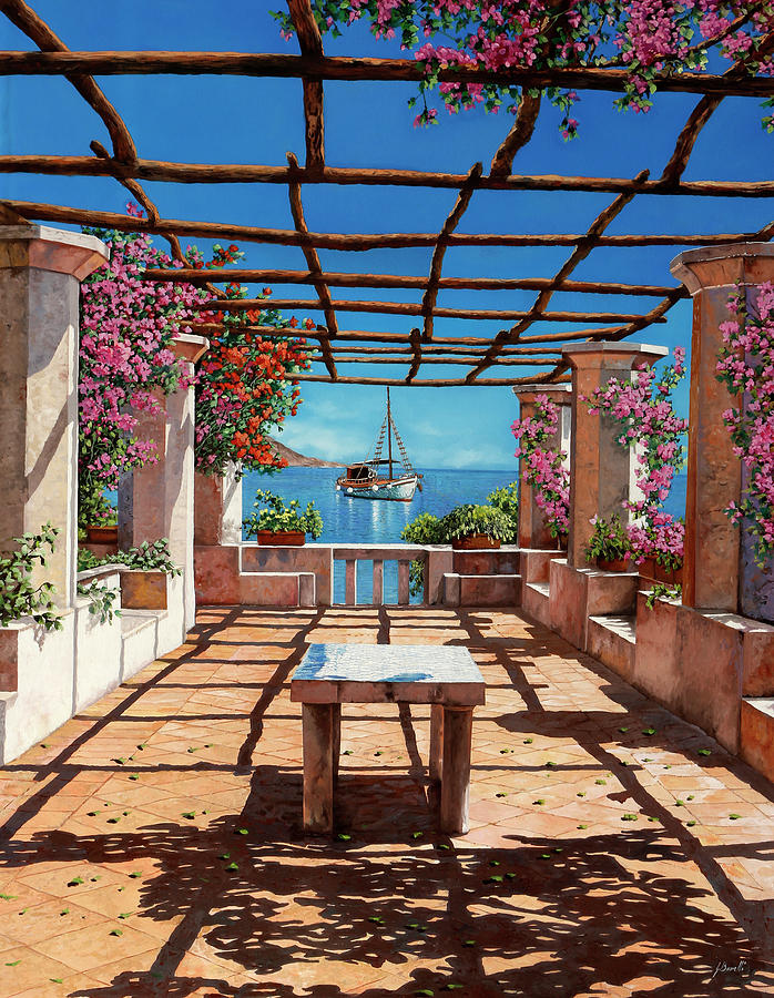 Greece Painting - pergolato sullEgeo by Guido Borelli