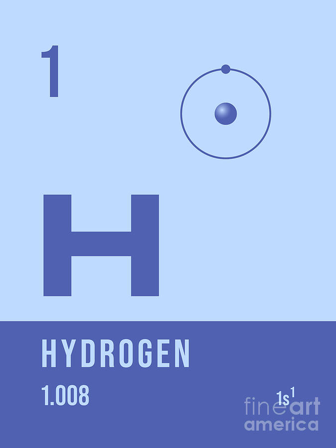 Periodic Digital Art - Periodic Element A - 1 Hydrogen H by Organic Synthesis