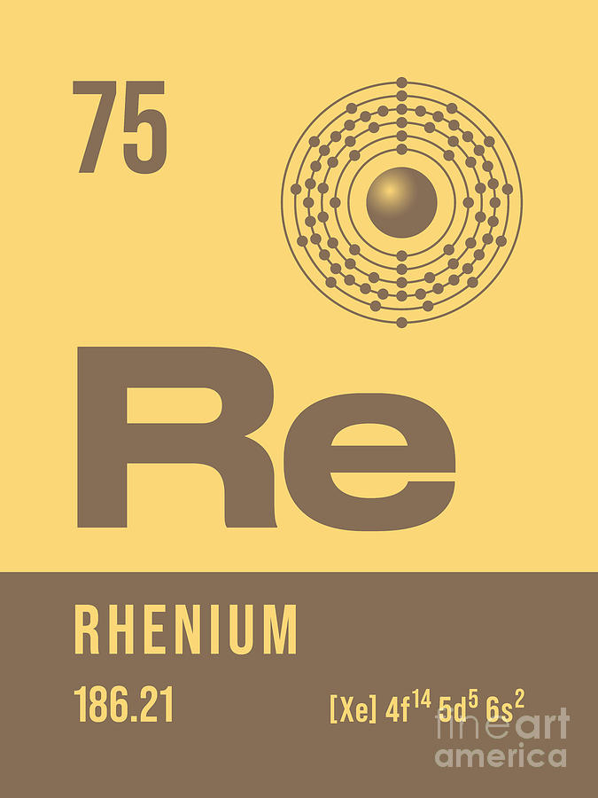 Periodic Digital Art - Periodic Element A - 75 Rhenium Re by Organic Synthesis