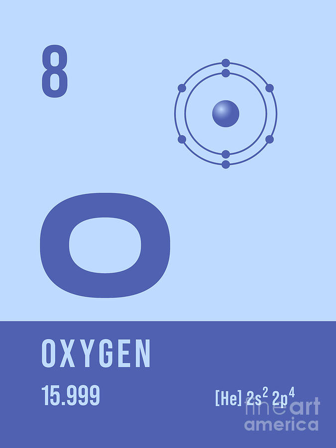 Periodic Digital Art - Periodic Element A - 8 Oxygen O by Organic Synthesis