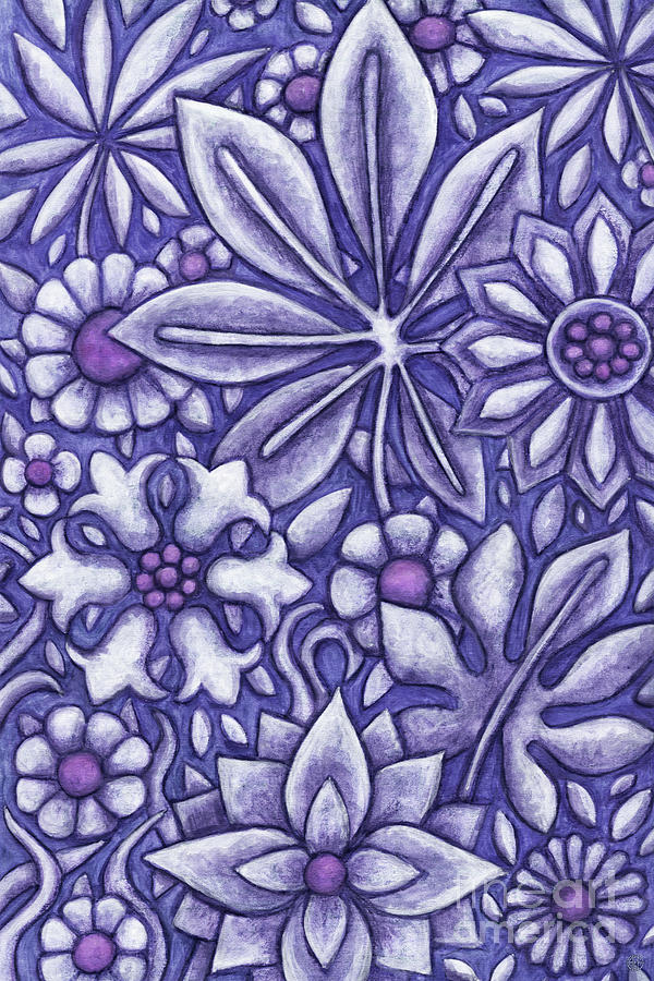 Periwinkle Blue Florascape Painting by Amy E Fraser