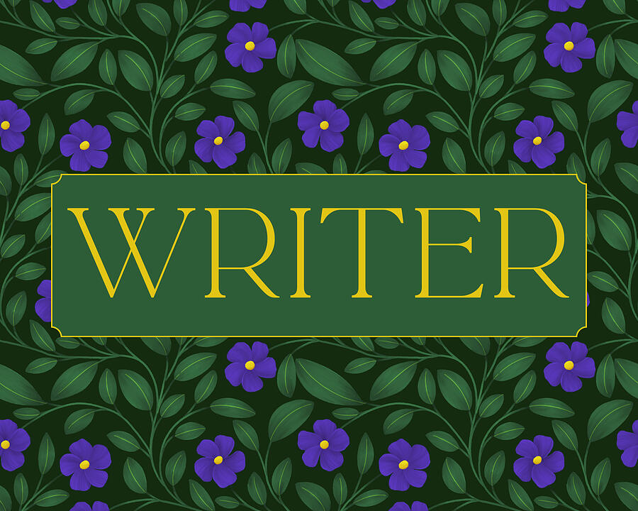 Floral Writer Design Digital Art - Periwinkle Floral Pattern - Writer by Snow Iris Studio