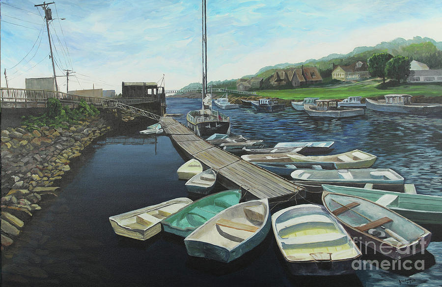 Boat Painting - Perkins Cove, Coastal Maine by Julie Nadeau