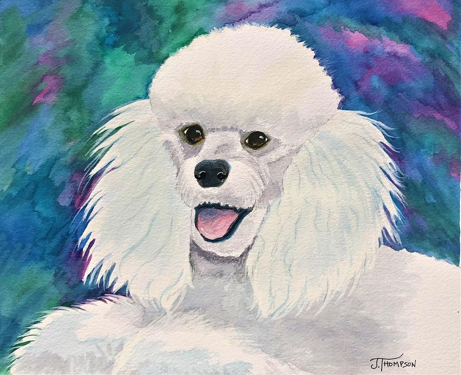Poodle Painting - Perky Playful Poodle by Judy Thompson