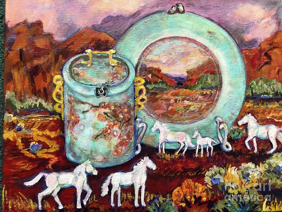 Perlino  Colored Tennessee Walking Horses Through The Looking Glass Painting