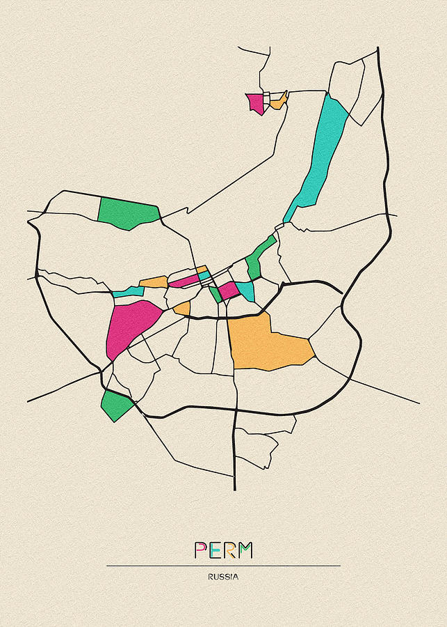 Perm Russia City Map Drawing By Inspirowl Design Pixels   Perm Russia City Map Inspirowl Design 