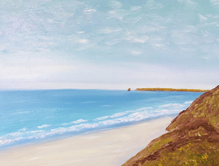 Perranporth Beach and coast Painting by Barbara Magor