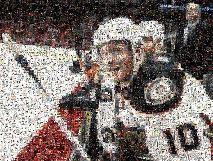 Perry smiles on the bench Mixed Media by Hockey Mosaics