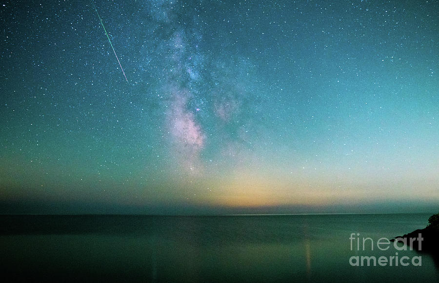 Perseid Meteor Shower and Milky Way Photograph by Charline Xia