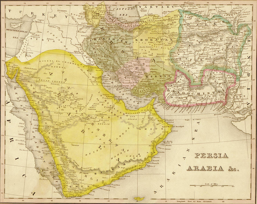 Persia and Arabia 1844 Drawing by Vintage Maps - Fine Art America