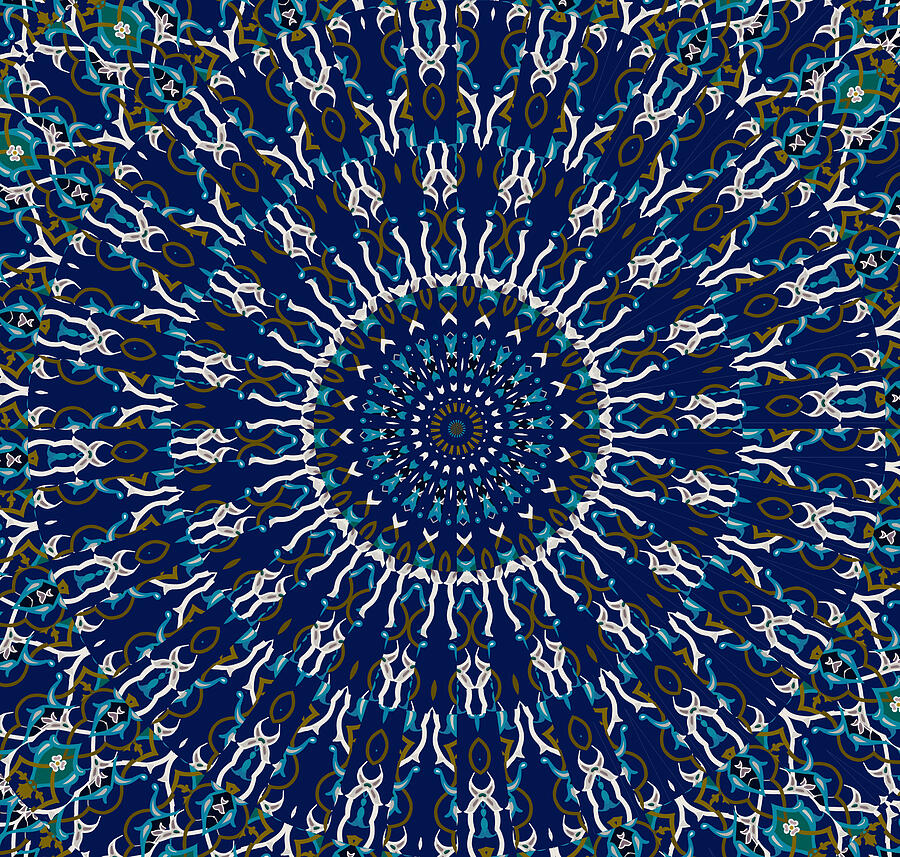 Pattern Digital Art - Persian Inspired Mosaic Centre by Donna Huntriss