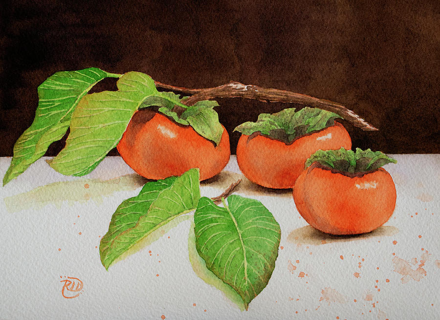 Persimmons Painting by Rebecca Davis