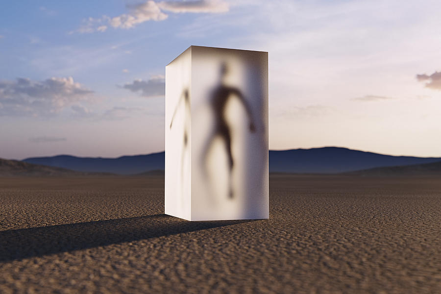 Person frozen in suspended animation in desert Photograph by Donald Iain Smith