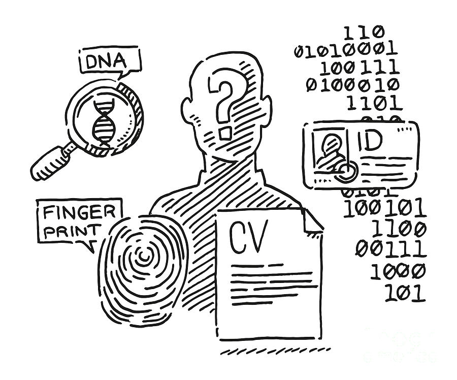 Person Identification Symbols Concept Drawing Drawing by Frank Ramspott